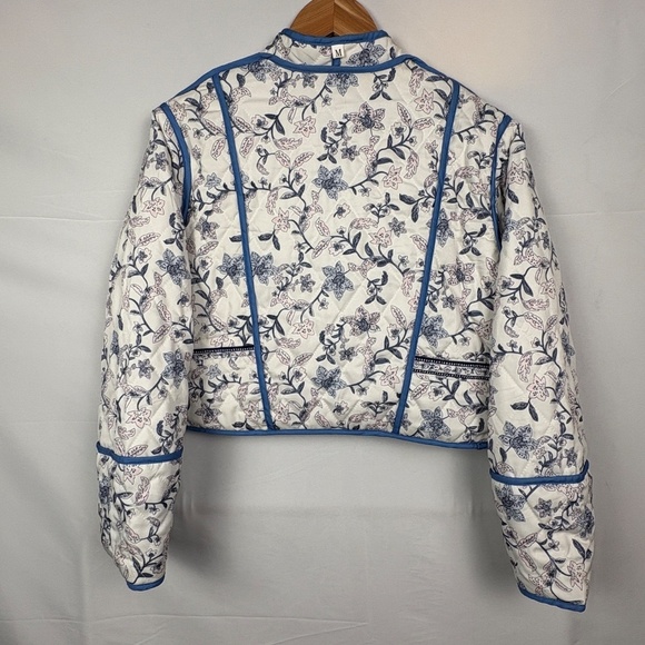 Women Quilted Cropped Reversible Open Front Jacket Sz M Cottagecore Country Boho - Picture 4 of 15